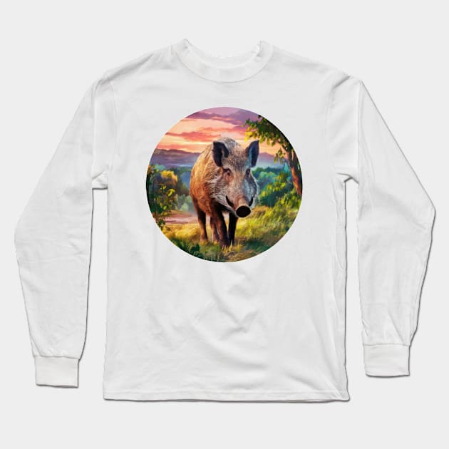 Wild Boar Wildlife Long Sleeve T-Shirt by Wild Catch